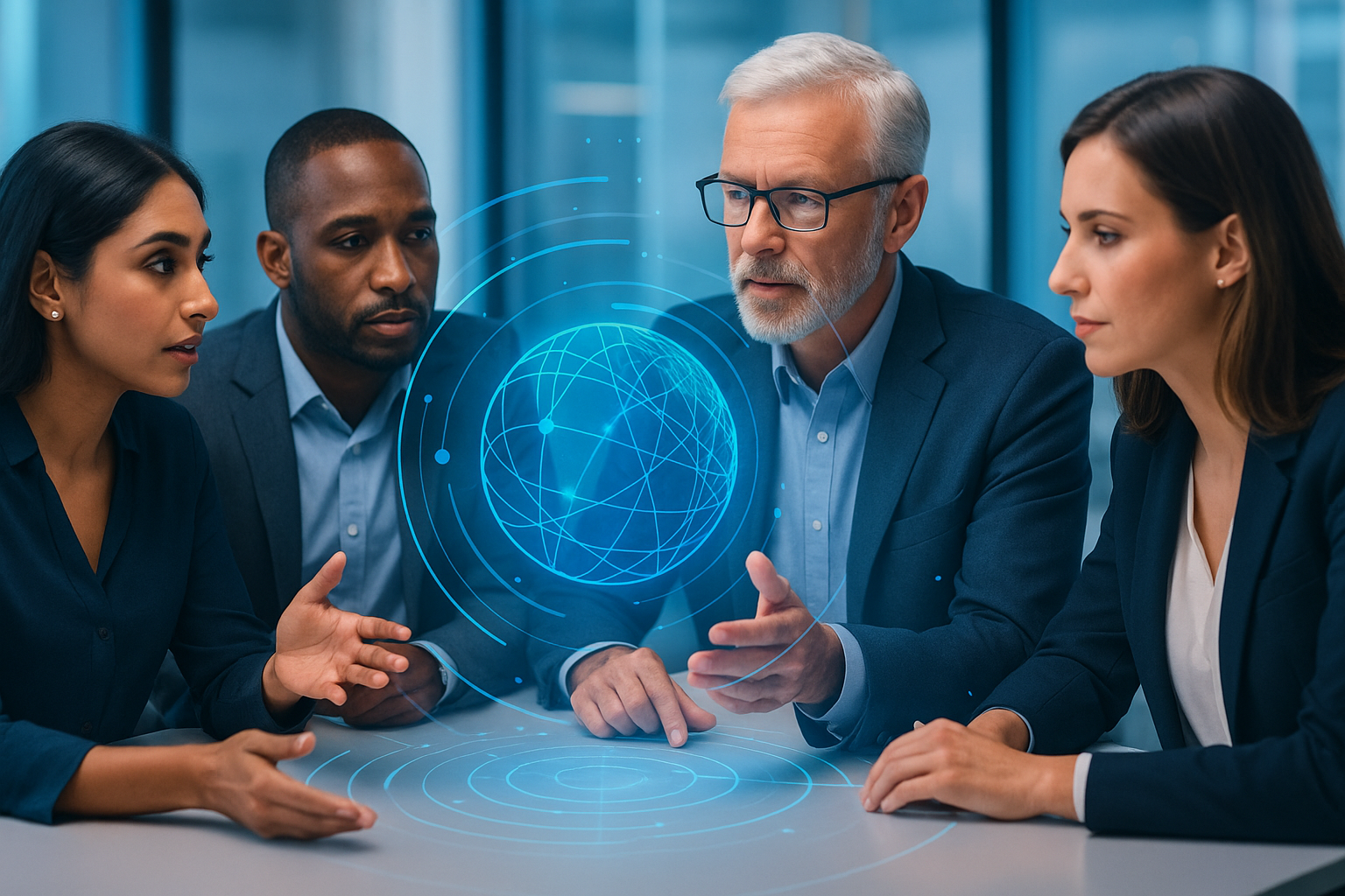 Business meeting about technology and strategy